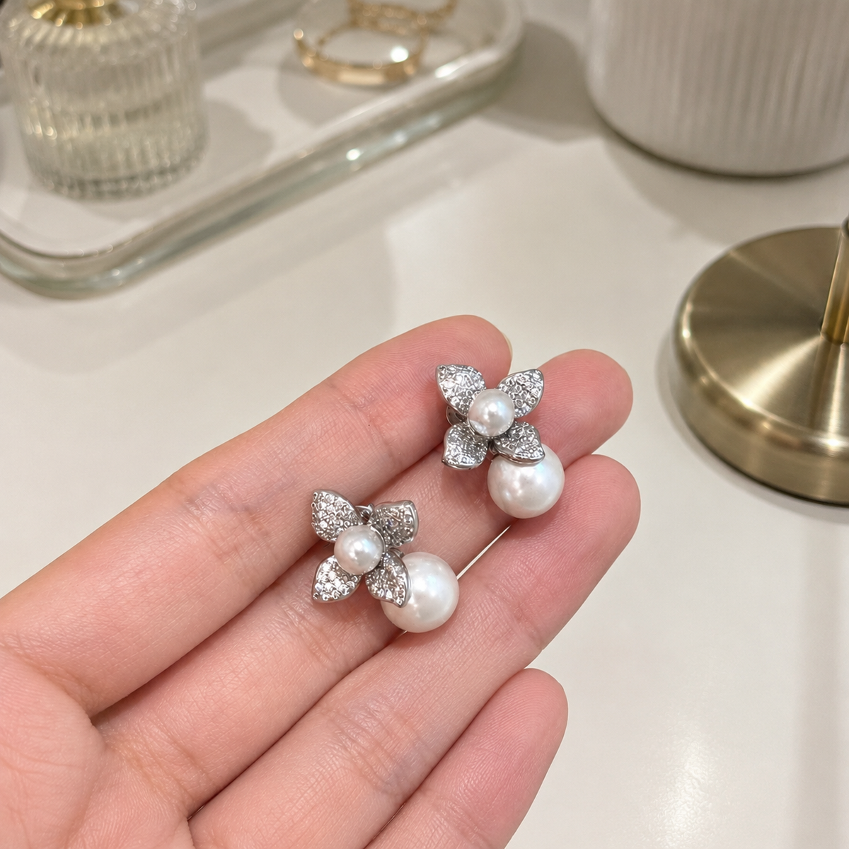 Gardenia Pearl Earrings by AZ Essentials