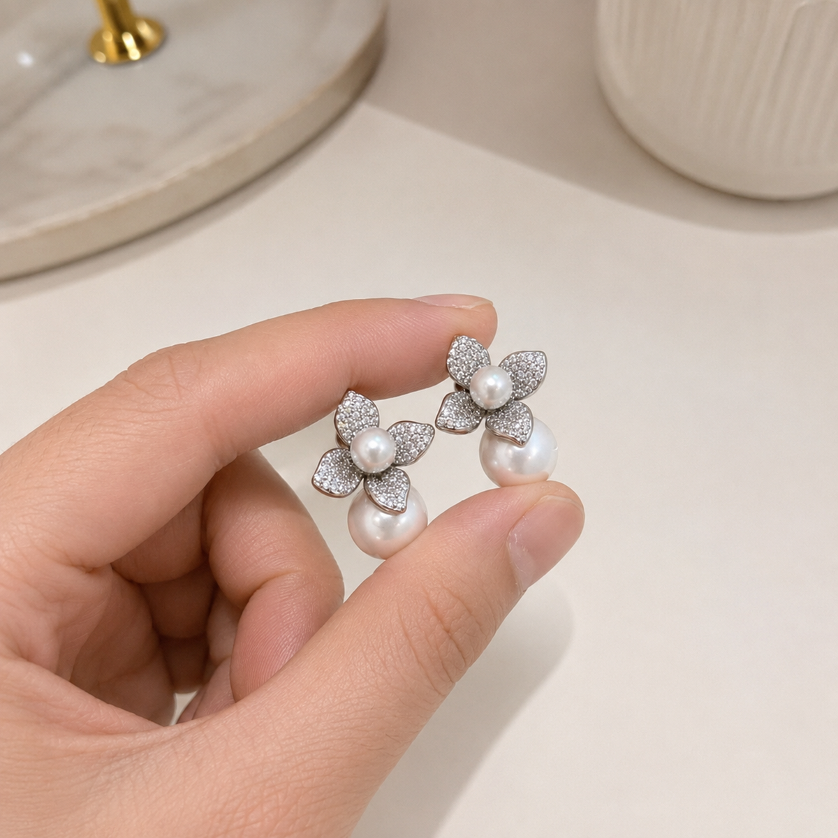 Gardenia Pearl Earrings by AZ Essentials