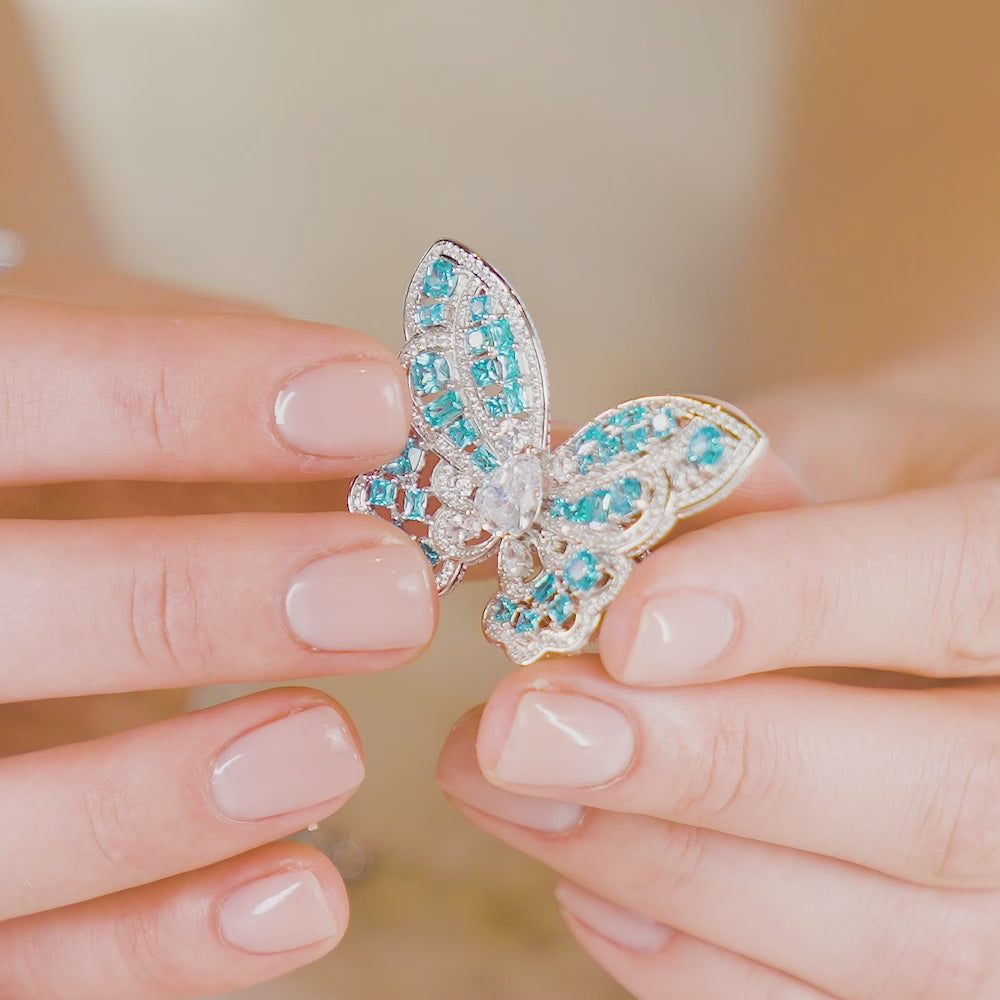Anna Zuckerman Mariah Butterfly Ring in Aquamarine