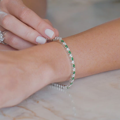 5 Carat Emerald and Diamond Crystalline Bracelet