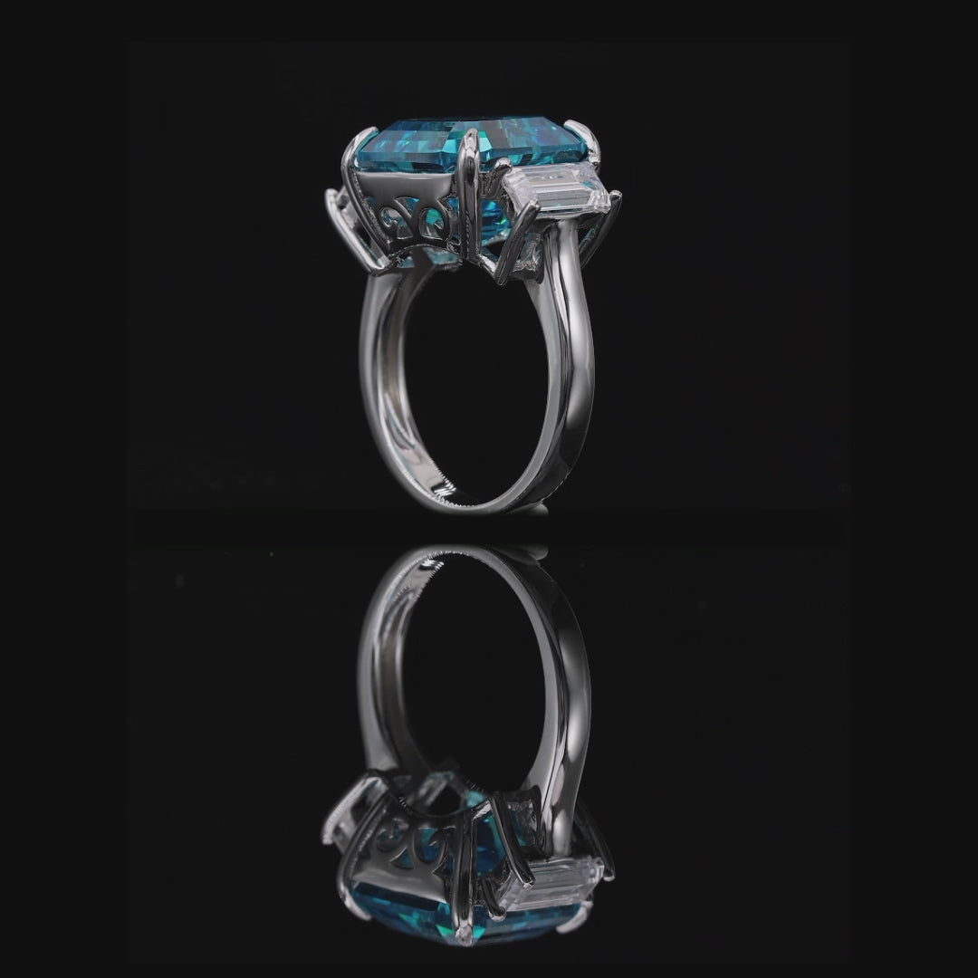 Ocean Drive 8 Carat Asscher Cut Ring Aquamarine - Anna Zuckerman
