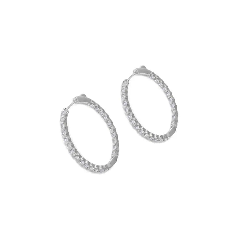 Anastasia 29 Diamond White Hoop Earrings 1.25" - Anna Zuckerman Luxury Earrings