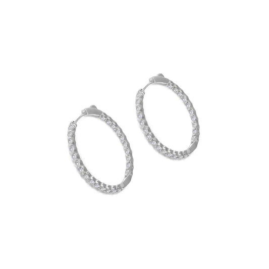 Anastasia 29 Diamond White Hoop Earrings 1.25" - Anna Zuckerman Luxury Earrings