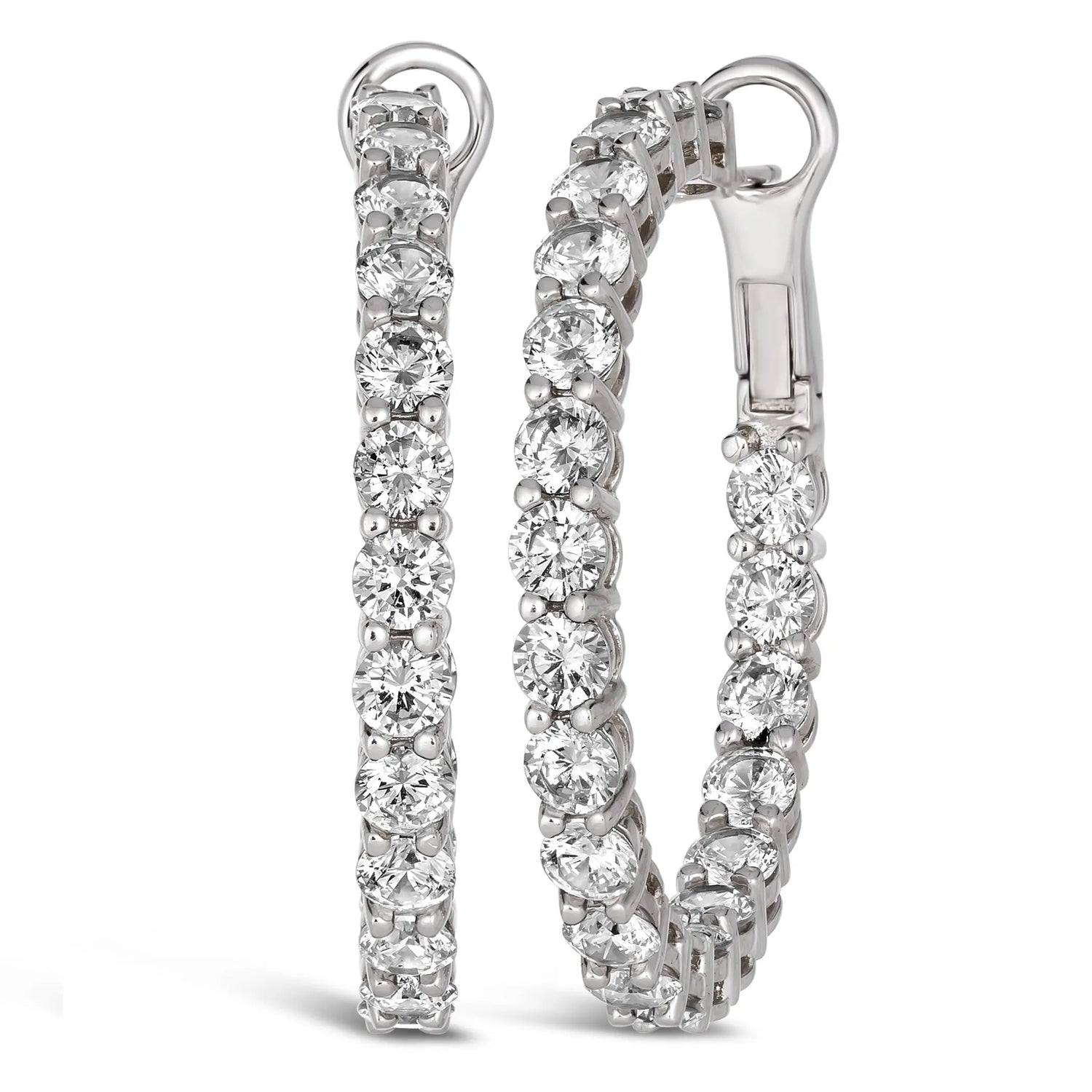 5.25 Carat Inside Out Shared Prong Hoops - Anna Zuckerman Earrings