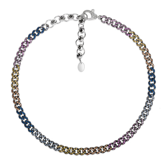 Omni 17 Necklace Cuban Multi-Color White 18inch - Anna Zuckerman Luxury Necklaces