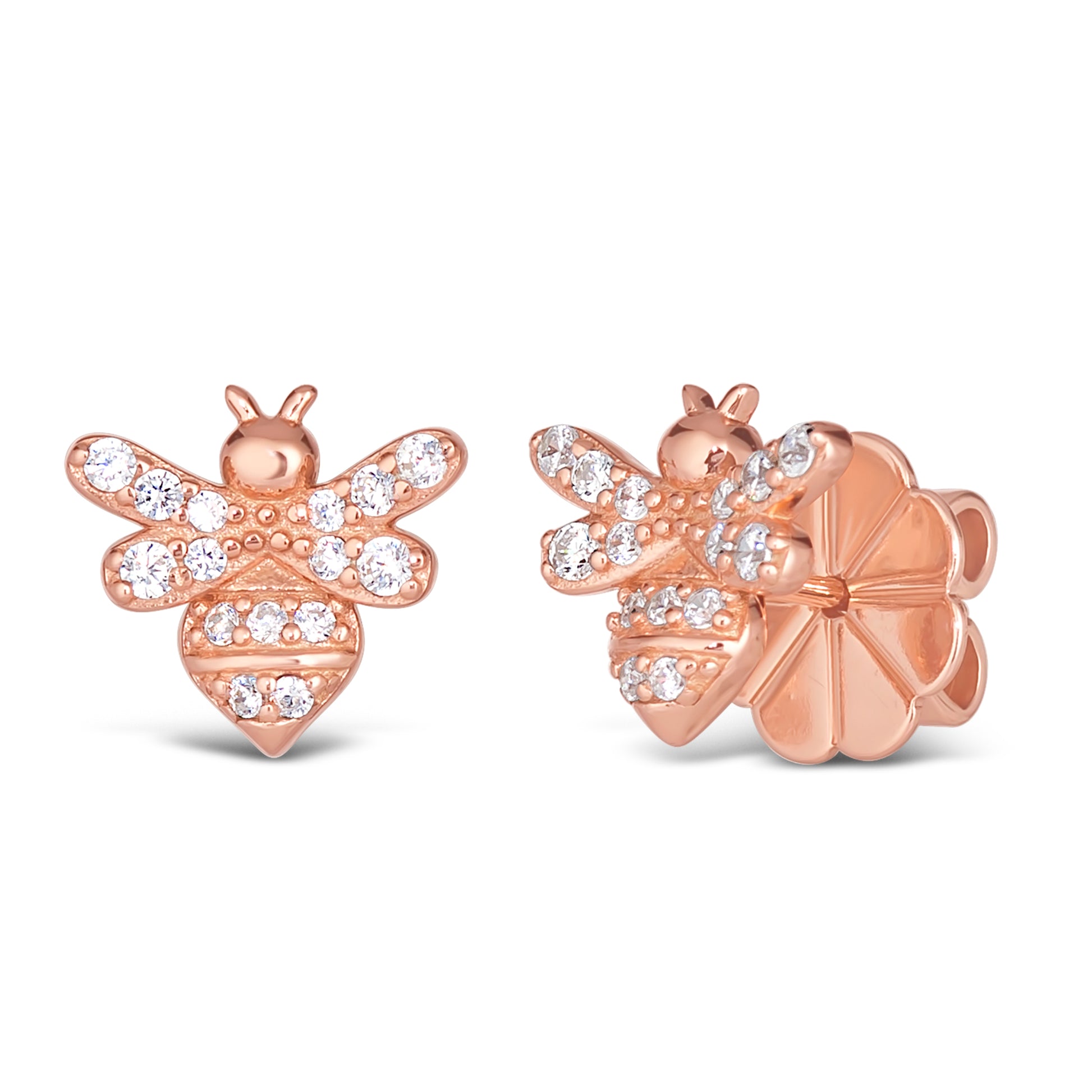 Olivia 75 Rose Gold Bee Studs - Anna Zuckerman Luxury Earrings