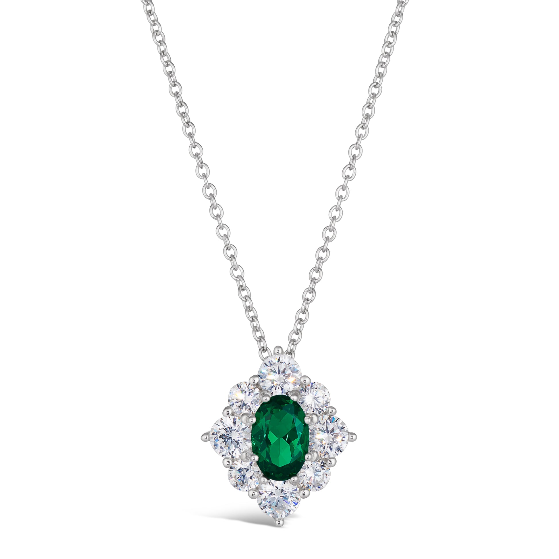 Victoria 39 Necklace Crystalline oval in a halo - Anna Zuckerman Luxury Necklaces