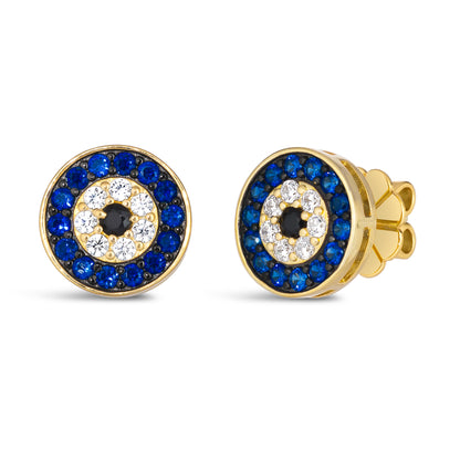 Anastasia 66 Sapphire Blue Gold 'Evil Eye' Earrings - Anna Zuckerman Luxury Earrings
