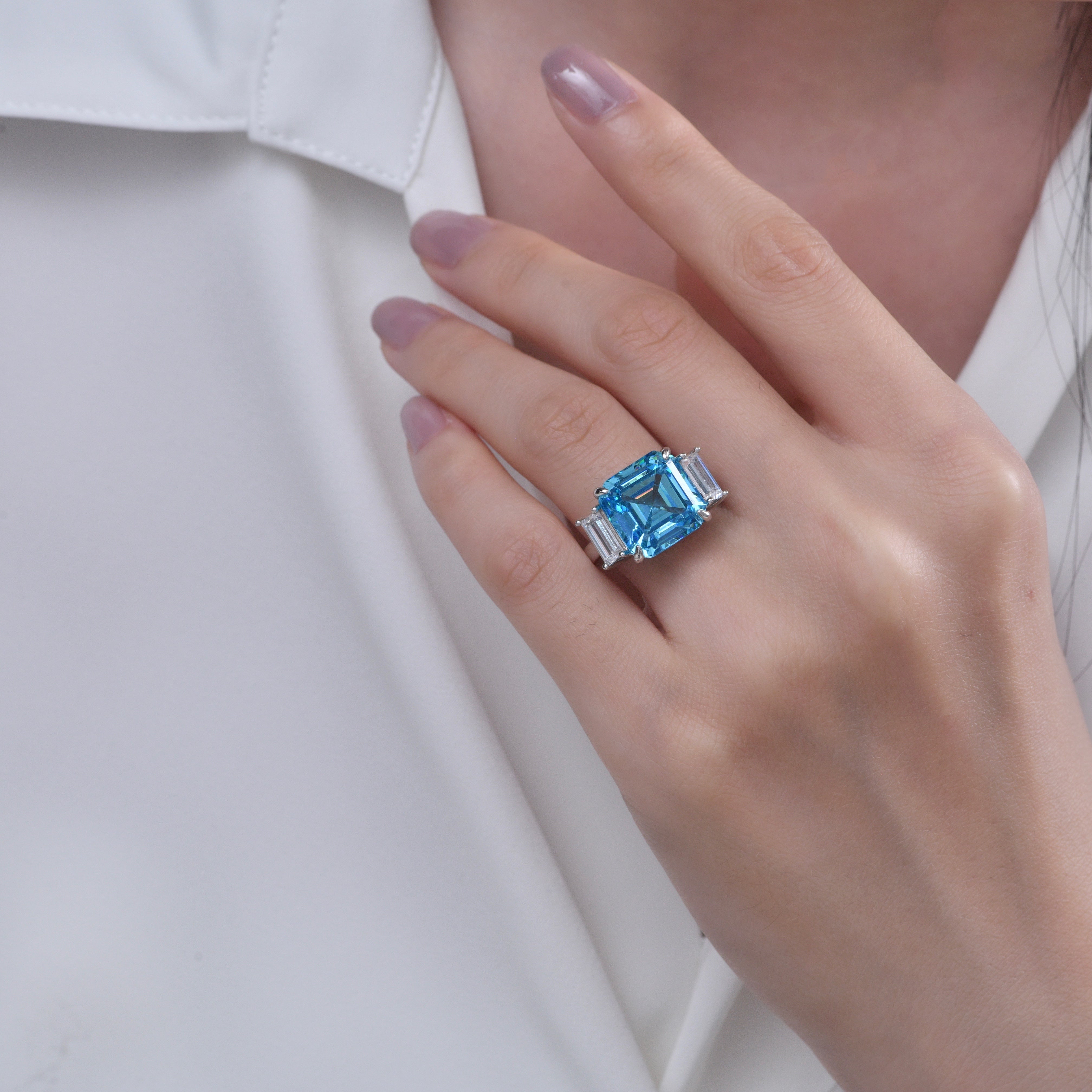 Aquamarine Engagement Ring in Rose Gold Vintage Floral Diamond Band | La  More Design