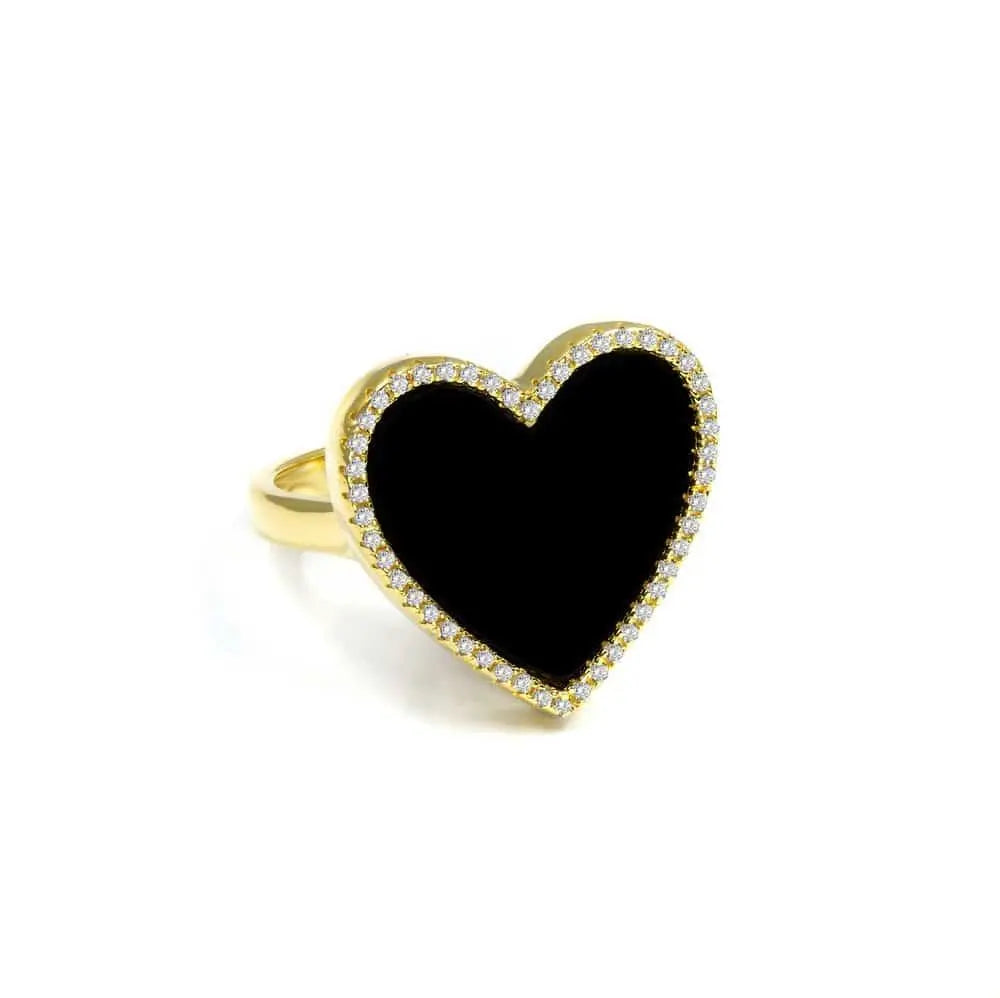 Black Onyx Heart Shaped Ring - Anna Zuckerman