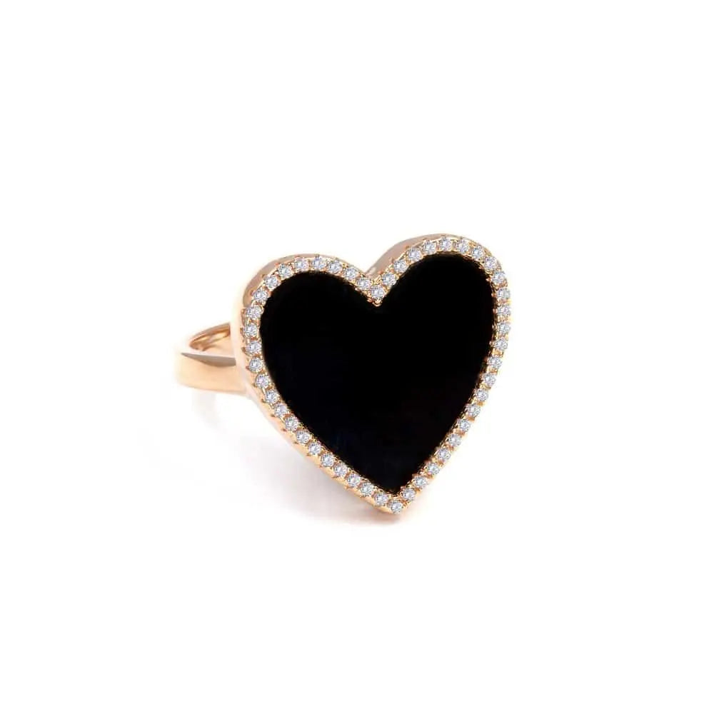 Black Onyx Heart Shaped Ring - Anna Zuckerman