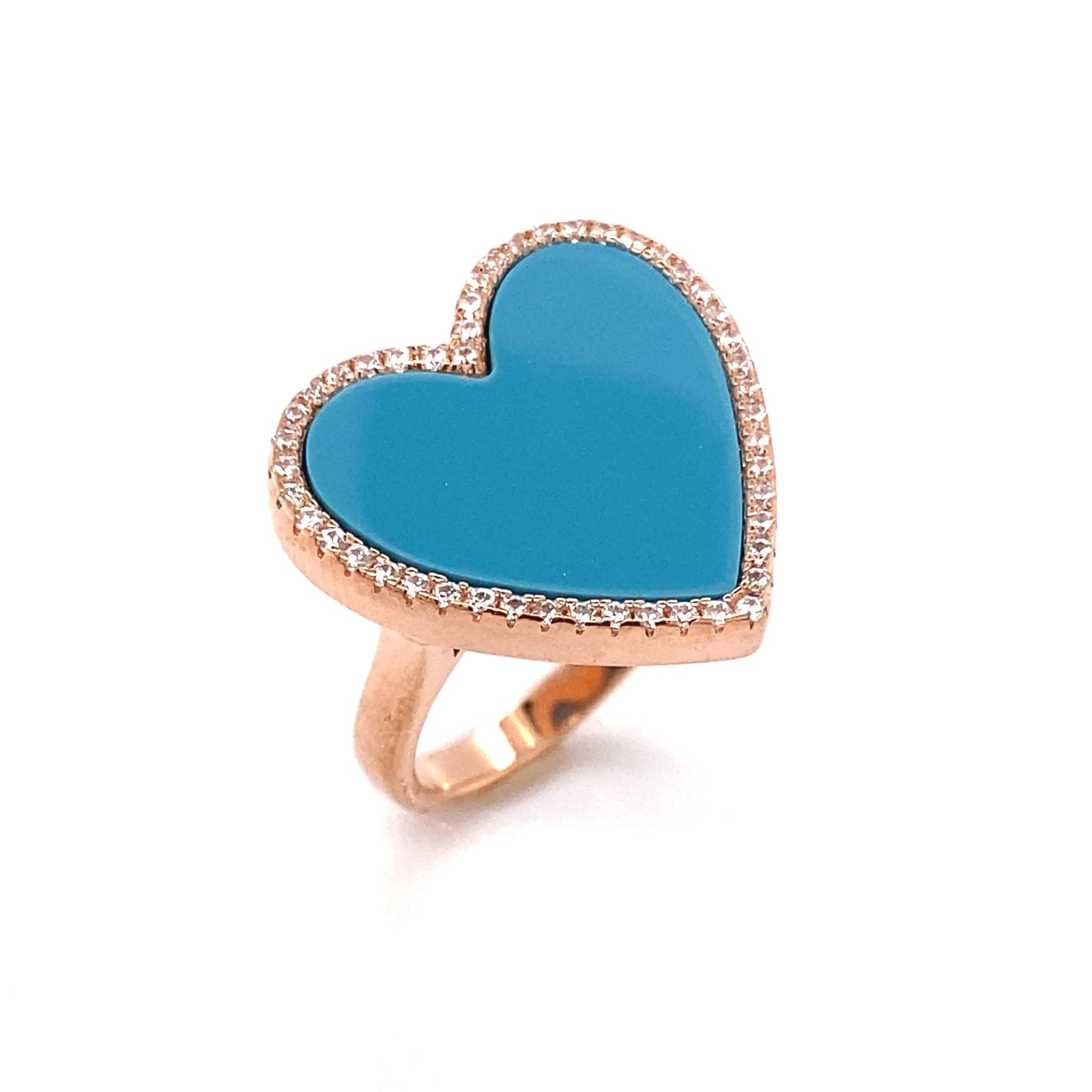Blue Turquoise Heart Shaped Ring - Anna Zuckerman
