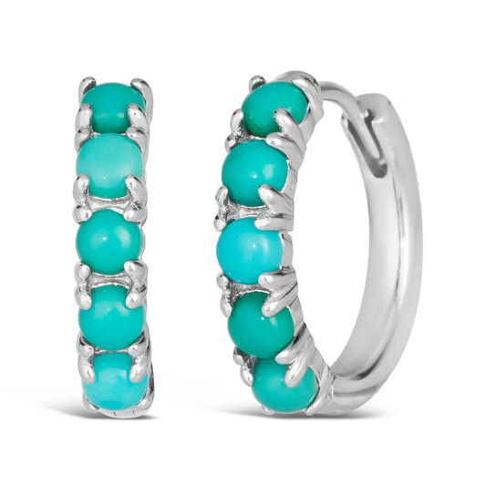 Blue Turquoise Huggee Earrings - Anna Zuckerman