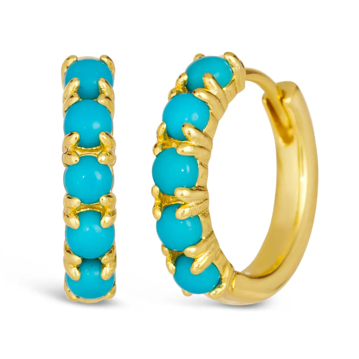 Blue Turquoise Huggee Earrings - Anna Zuckerman