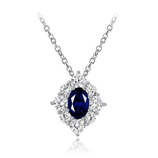 Victoria 39 Necklace Crystalline oval in a halo - Anna Zuckerman Luxury Necklaces