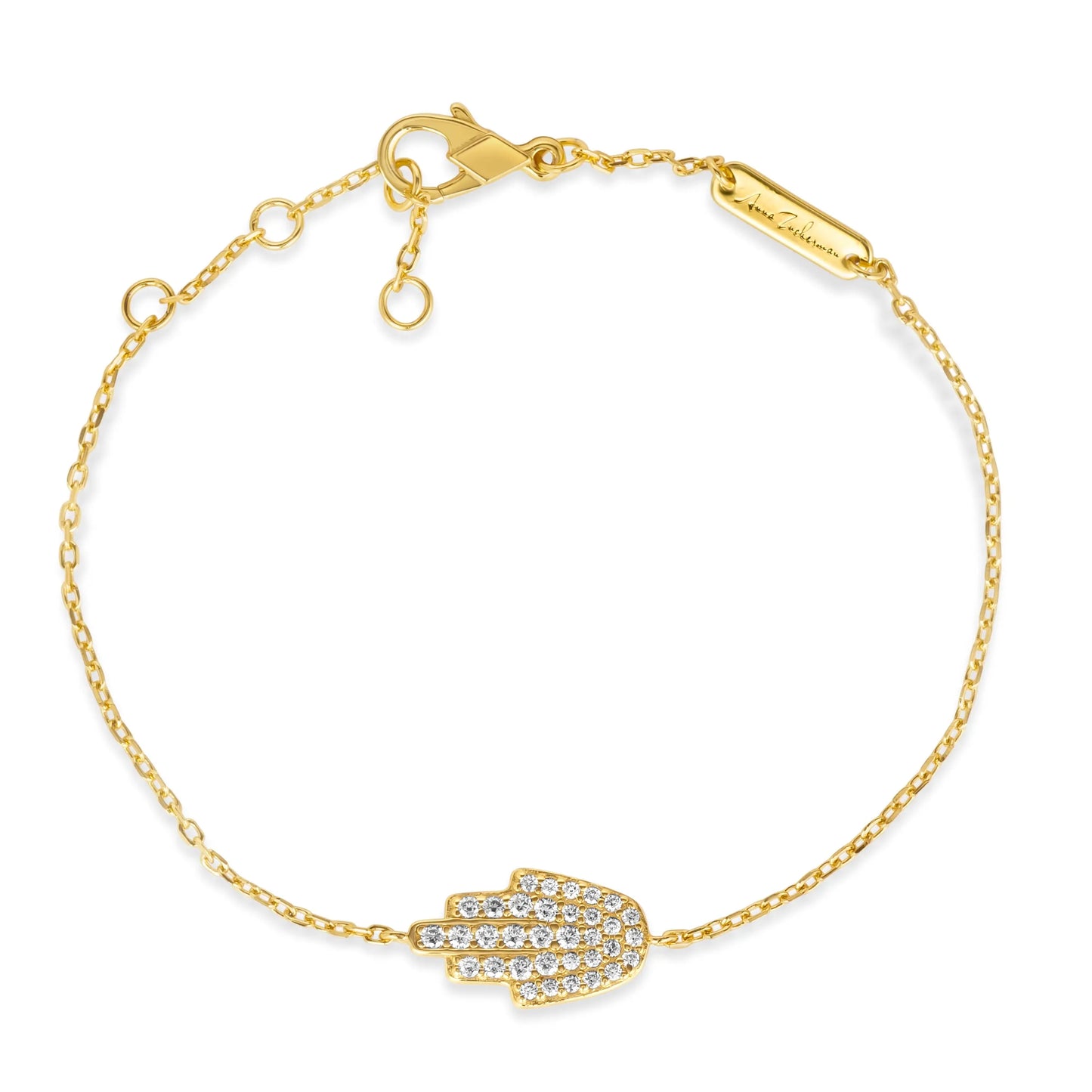 Kate 30 Hamsa Bracelet Diamond White Yellow - Anna Zuckerman Luxury