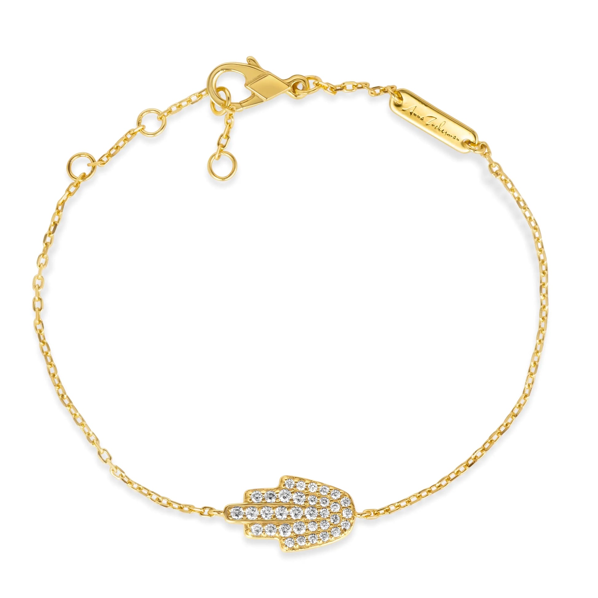 Kate 30 Hamsa Bracelet Diamond White Yellow - Anna Zuckerman Luxury