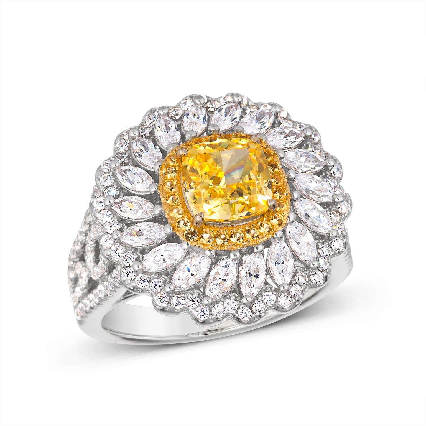 Diana 36 Canary Yellow & Diamond White Ring - Anna Zuckerman Luxury Rings