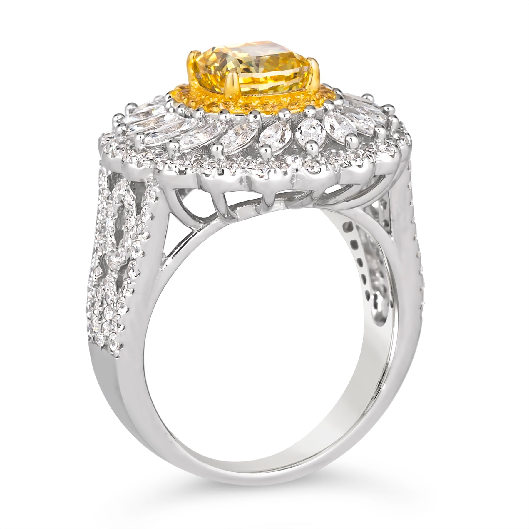 Diana 36 Canary Yellow & Diamond White Ring - Anna Zuckerman Luxury Rings