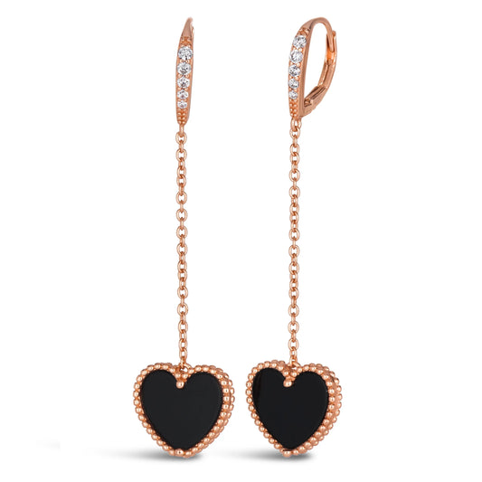 House of Cards 07 Dangle Heart Earrings - Anna Zuckerman Luxury Earrings