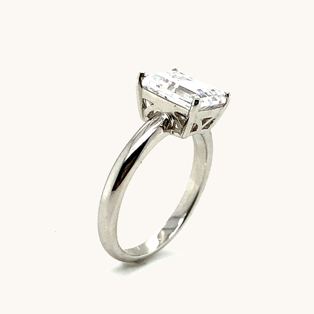 2 Carat Emerald Cut Crystalline Ring