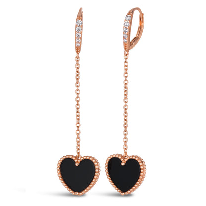 House of Cards 07 Dangle Heart Earrings - Anna Zuckerman Luxury Earrings