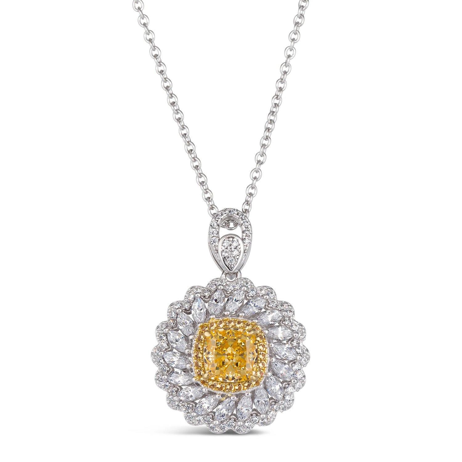 Diana 36 Canary Yellow Diamond White Necklace - Anna Zuckerman Luxury Necklaces