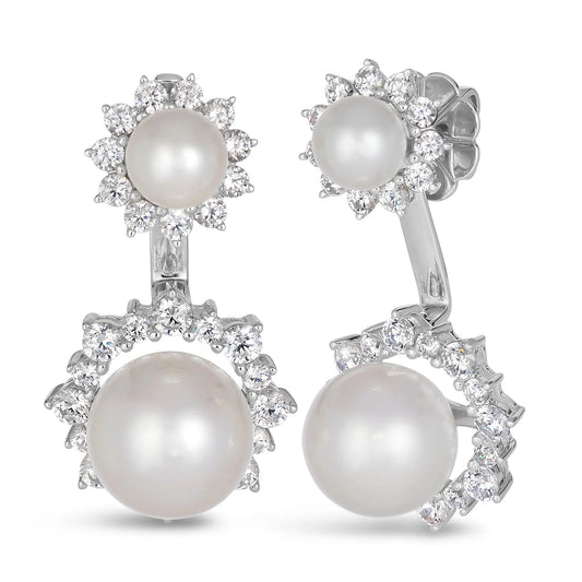 Olivia 64 DW Halo Pearl Earring - Anna Zuckerman Luxury Earrings