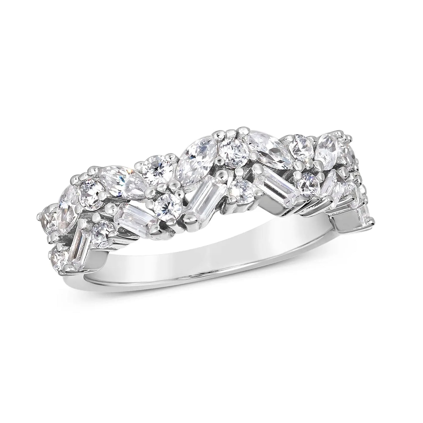 Olivia 53 Double White Diamond White - Anna Zuckerman Luxury Rings