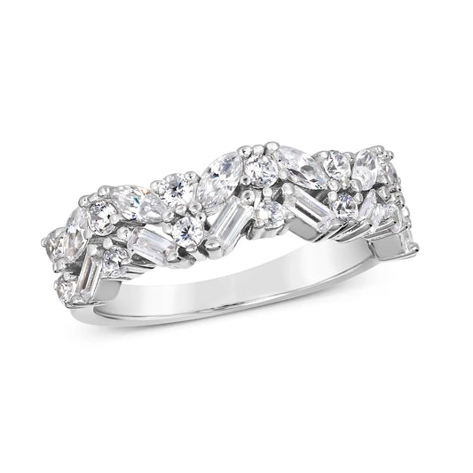 Olivia 53 Double White Diamond White - Anna Zuckerman Luxury Rings