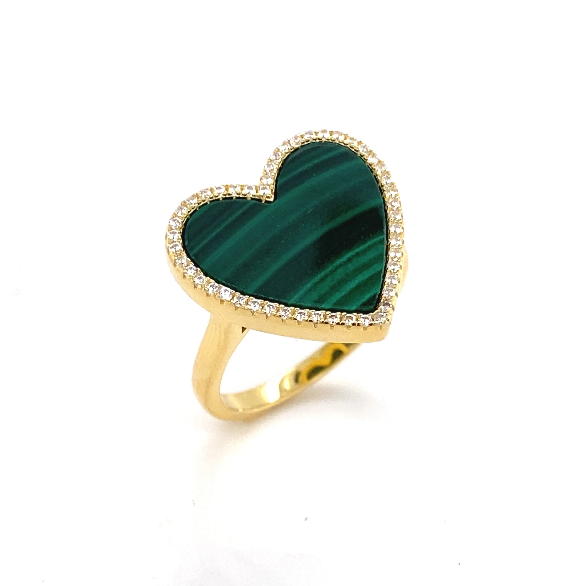 Malachite Heart Shaped Ring - Anna Zuckerman
