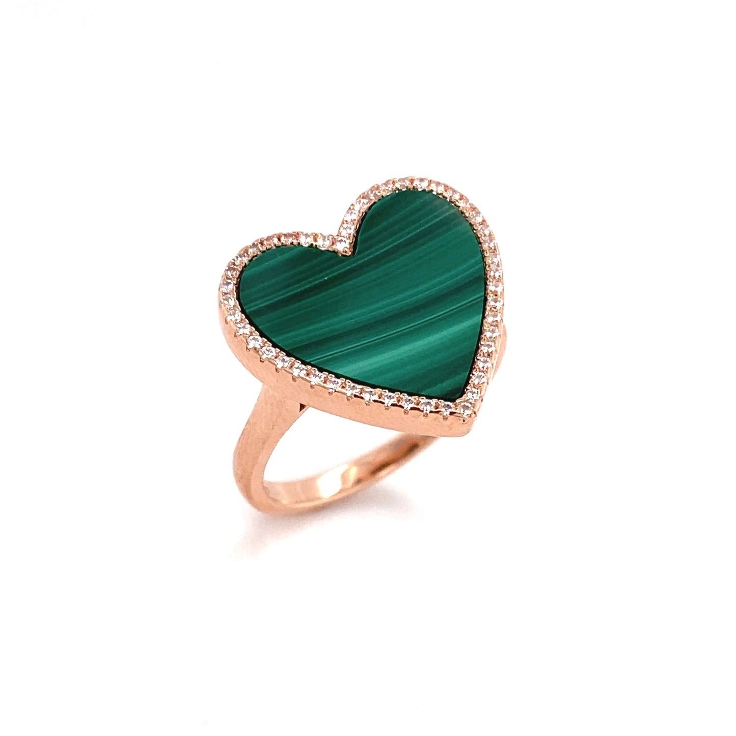 Malachite Heart Shaped Ring - Anna Zuckerman
