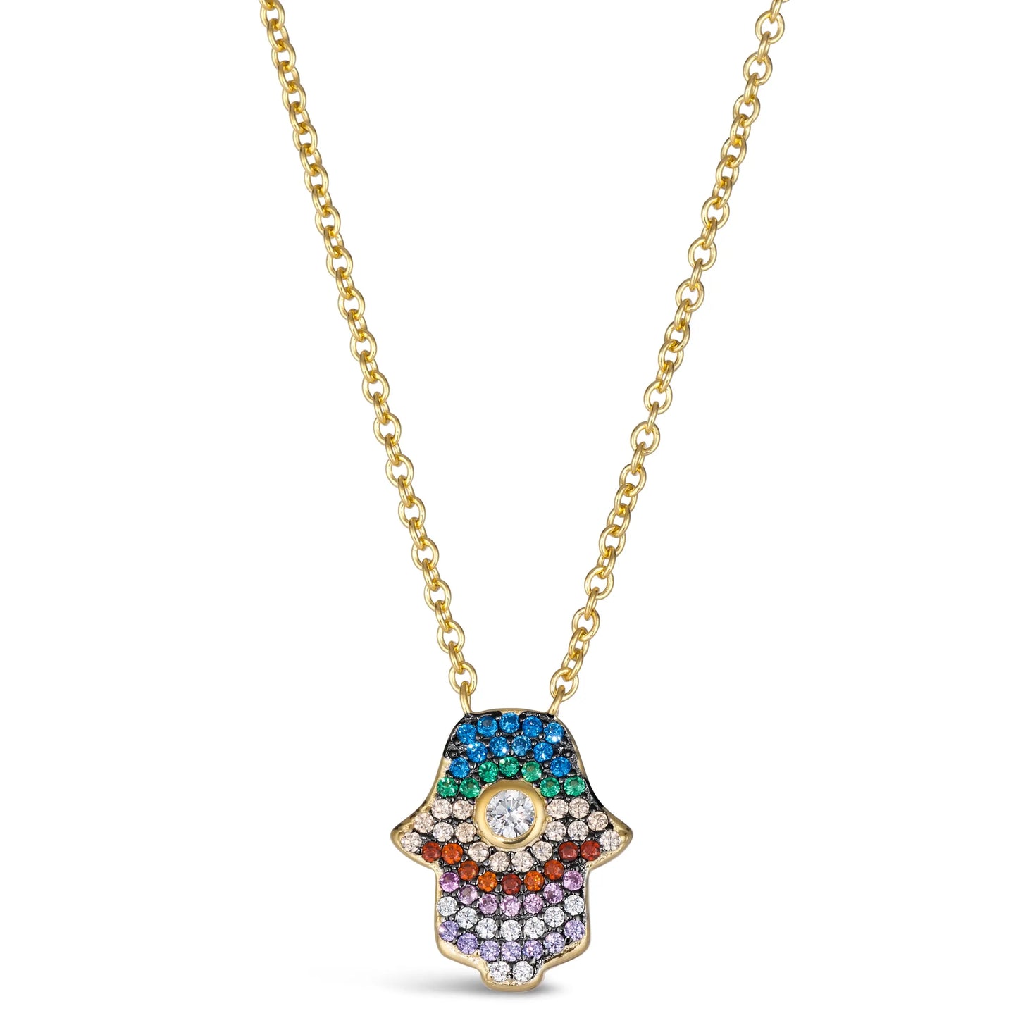 Kate 32 Hamsa Necklace Multi Color Yellow - Anna Zuckerman Luxury Necklaces