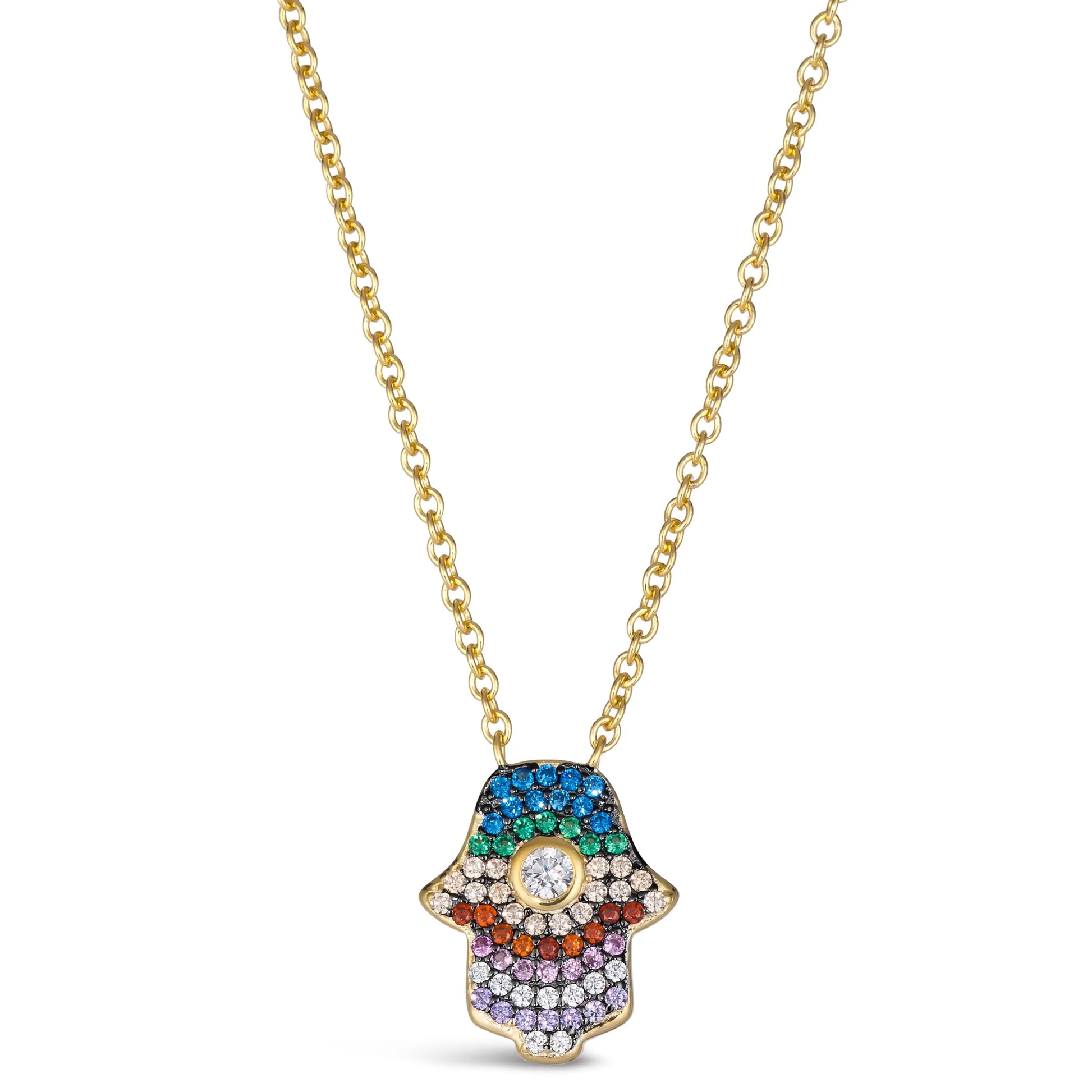 Kate 32 Hamsa Necklace Multi Color Yellow - Anna Zuckerman Luxury Necklaces