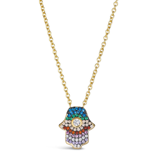 Kate 32 Hamsa Necklace Multi Color Yellow - Anna Zuckerman Luxury Necklaces
