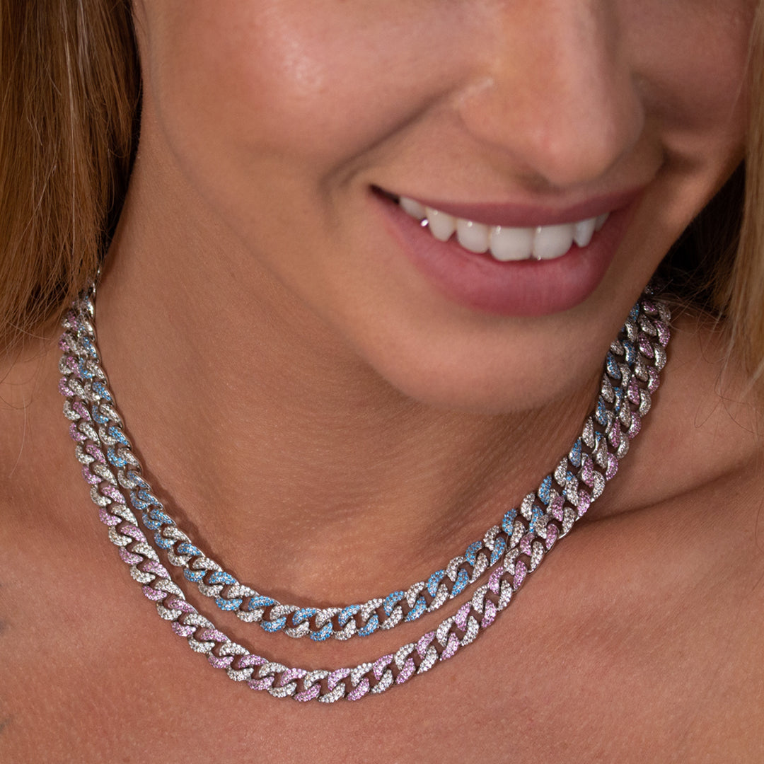 Olivia 67 Cuban Aquamarine Diamond White 16" Necklace - Anna Zuckerman Luxury Necklaces