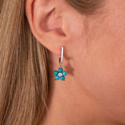 Olivia 73 Blue Turquoise Flower - Anna Zuckerman Luxury Earrings