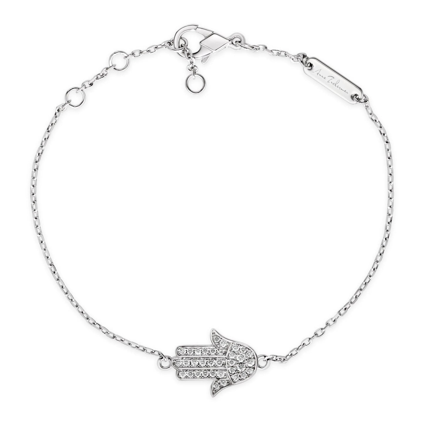 Kate 34 Hamsa Diamond White Bracelet - Anna Zuckerman Luxury Bracelets