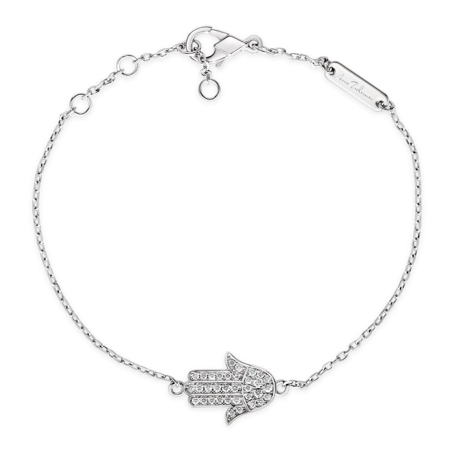 Kate 34 Hamsa Diamond White Bracelet - Anna Zuckerman Luxury Bracelets