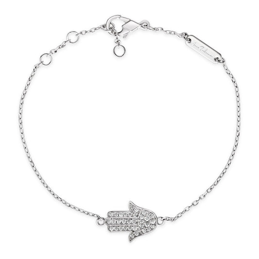 Kate 34 Hamsa Diamond White Bracelet - Anna Zuckerman Luxury Bracelets