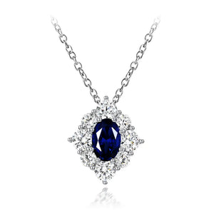 Victoria 39 Necklace Crystalline oval in a halo - Anna Zuckerman Luxury Necklaces