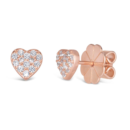 Olivia 75 Rose Gold Heart Studs - Anna Zuckerman Luxury Earrings