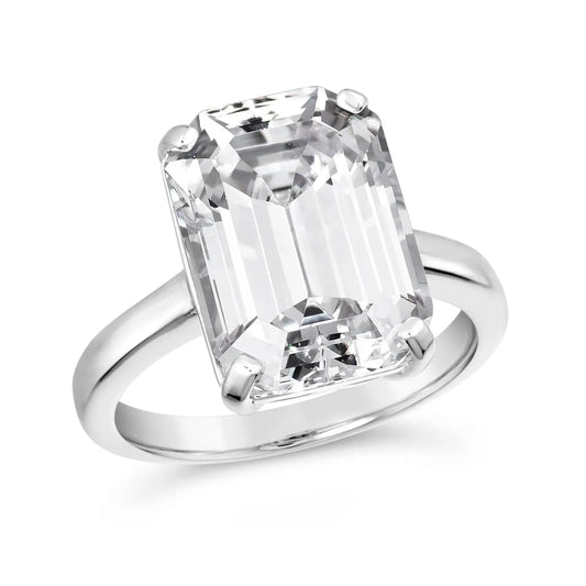Solitaire Emerald Cut 10 Carat Ring - Anna Zuckerman