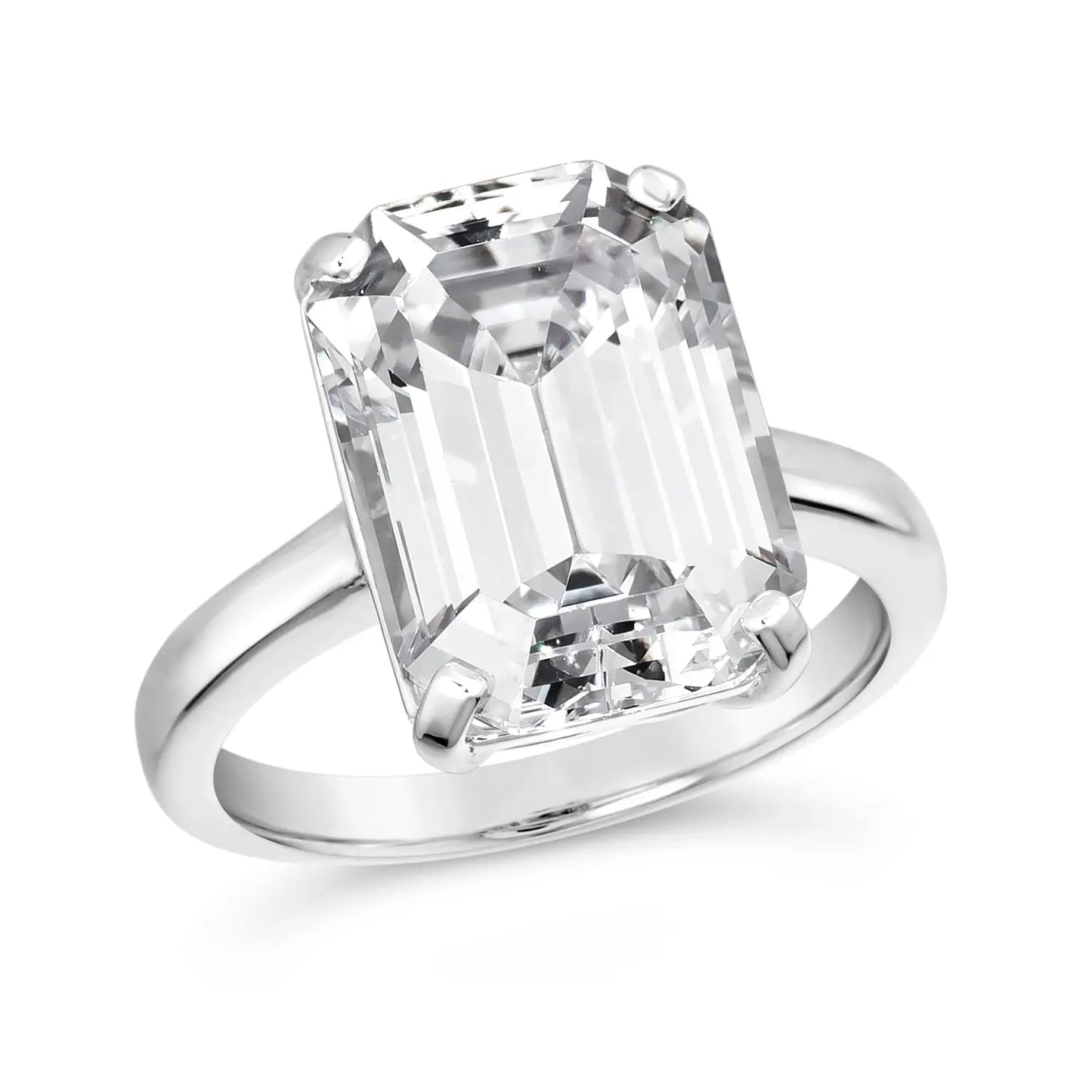 Solitaire Emerald Cut 10 Carat Ring - Anna Zuckerman