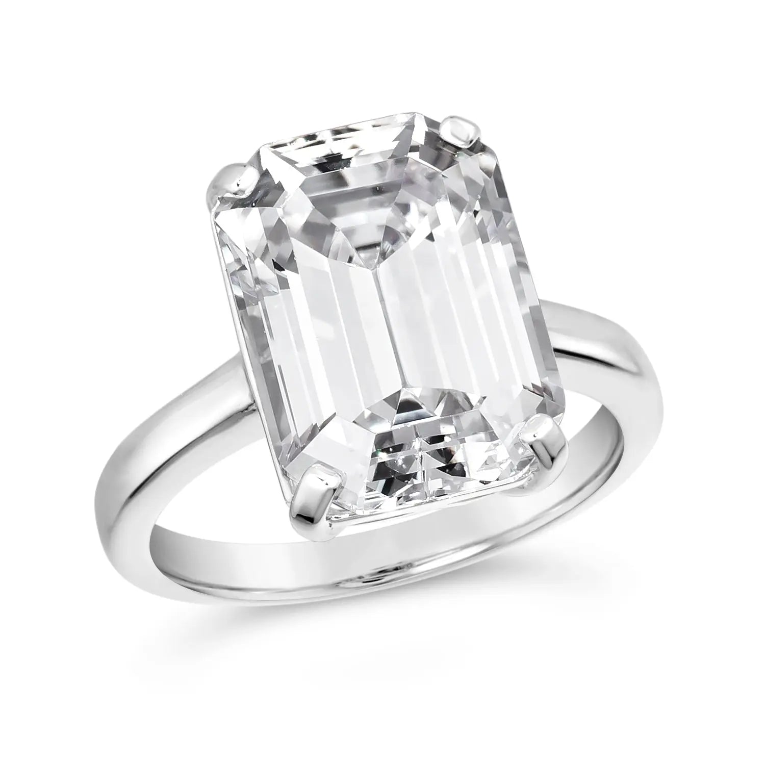 Solitaire Emerald Cut 10 Carat Ring - Anna Zuckerman