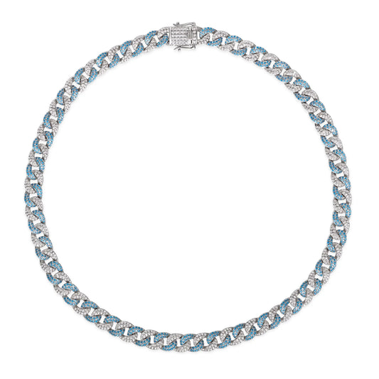 Olivia 67 Cuban Aquamarine Diamond White 16" Necklace - Anna Zuckerman Luxury Necklaces