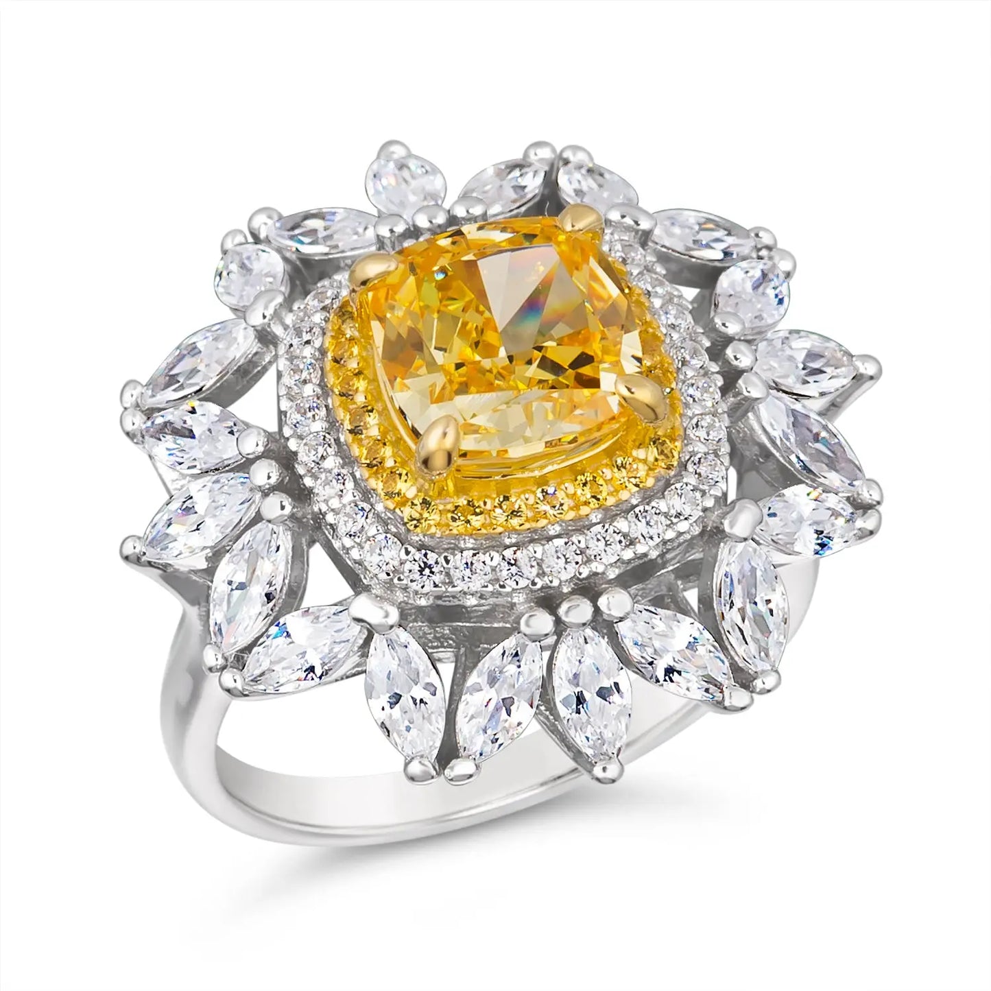Triple Crown 4 Carat Halo Ring - Anna Zuckerman