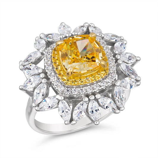 Triple Crown 4 Carat Halo Ring - Anna Zuckerman