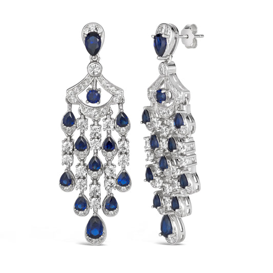 Vintage Inspired Chandelier Earrings in Blue Sapphire - Anna Zuckerman