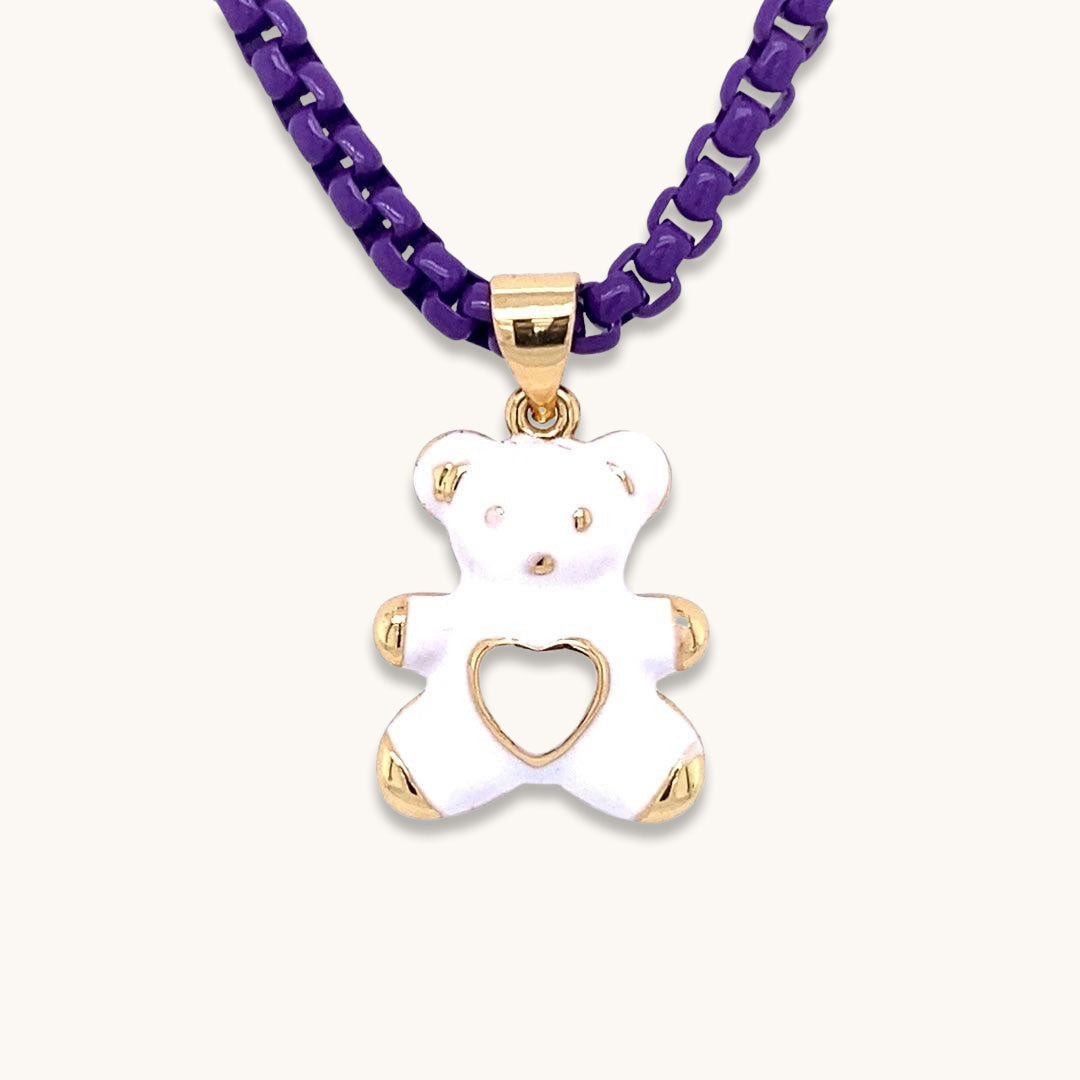 Cruise Small Enamel Bear Necklace - Anna Zuckerman Luxury Jewelry